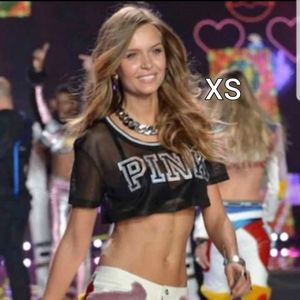SZ XS VS PINK FASHION SHOW EXCLUSIVE MESH CROPPED TEE